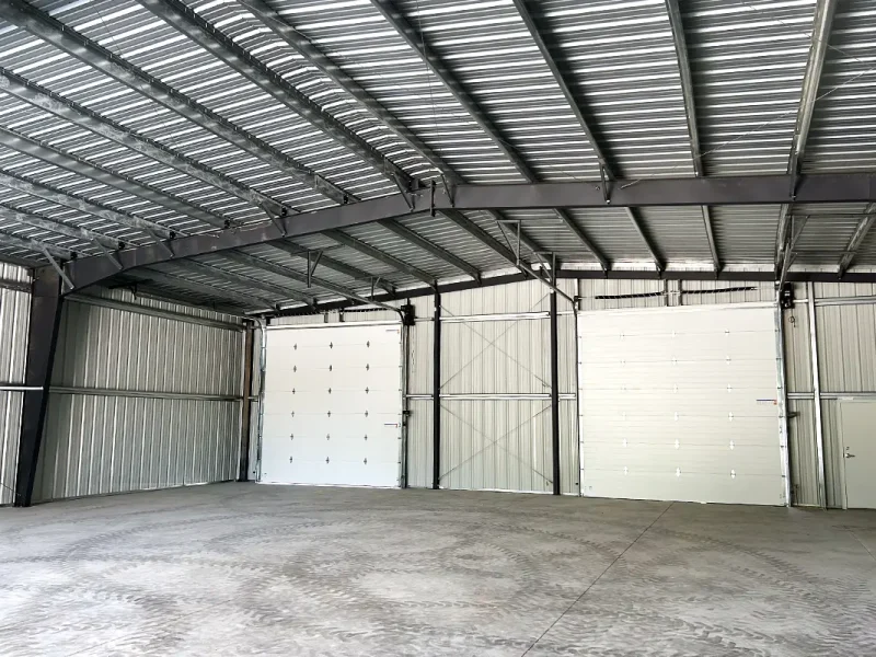 Inside metal frame building by Cornerstone Construction.
